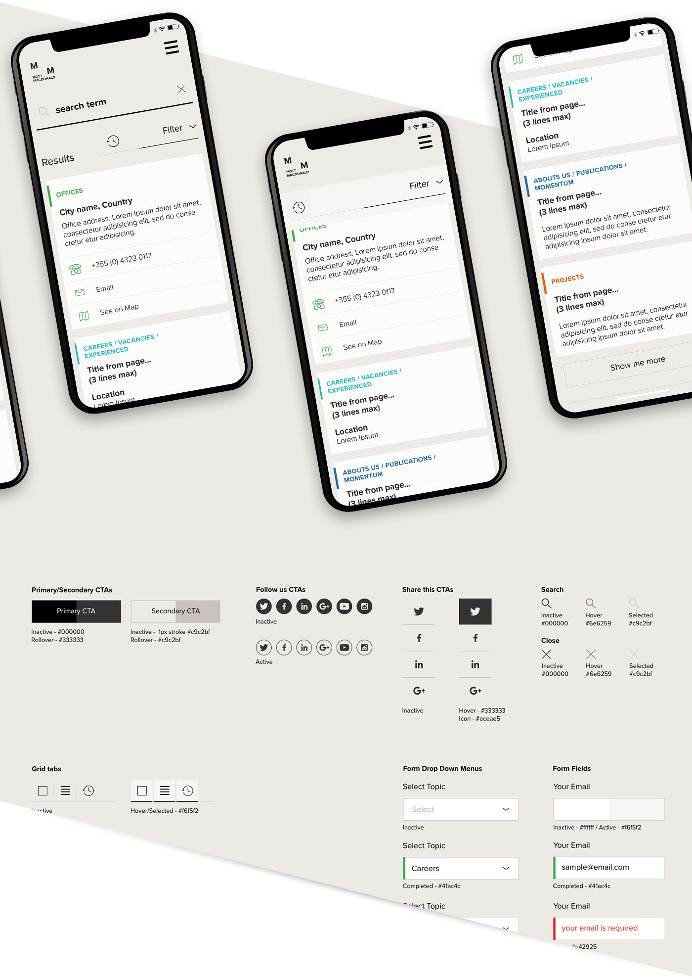 Mobile designs and design system